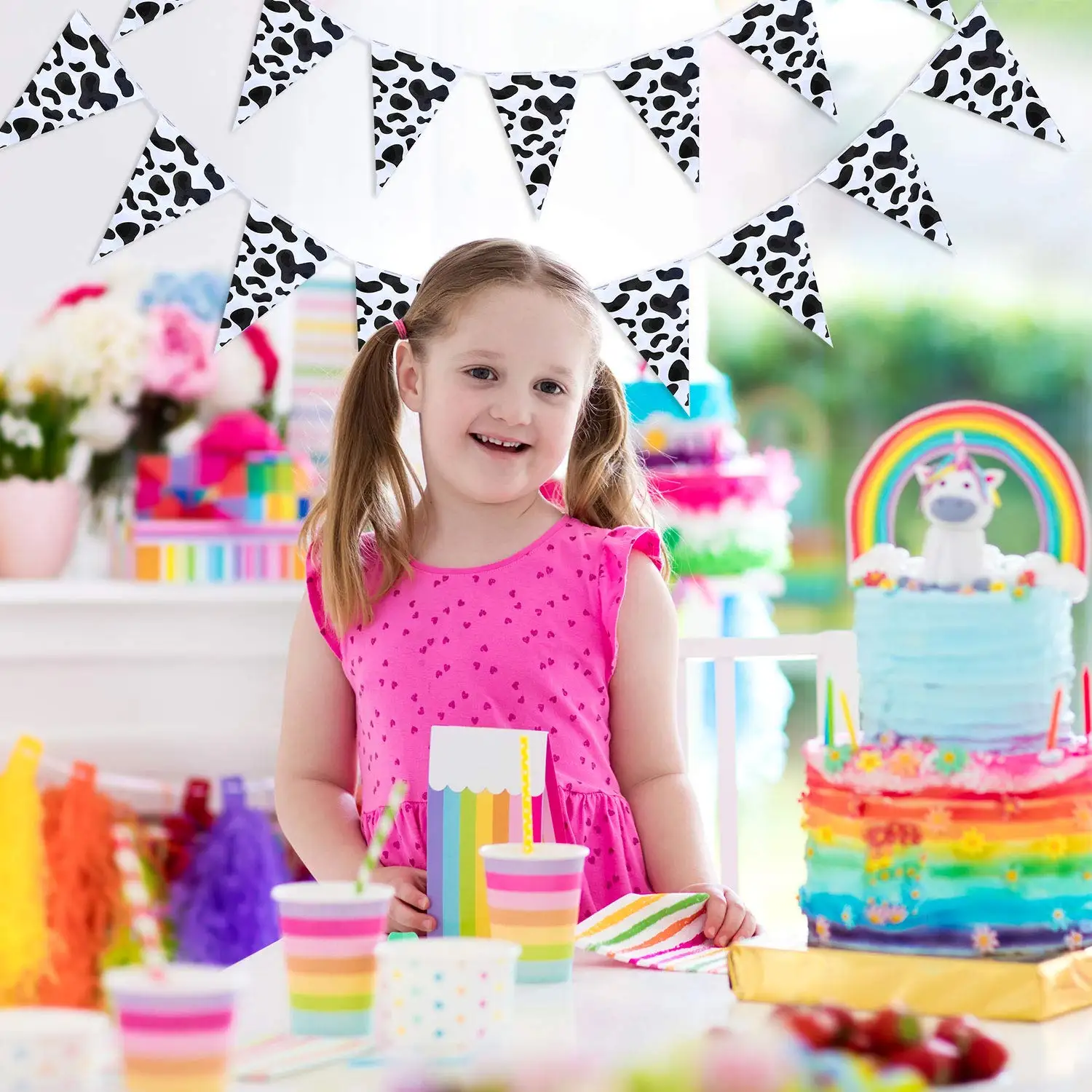 8 متر بقرة طباعة راية راية عطلة استحمام الطفل الحيوان البقرة طباعة راية راية رعاة البقر الغربية موضوع حفلة عيد ميلاد الديكور #5