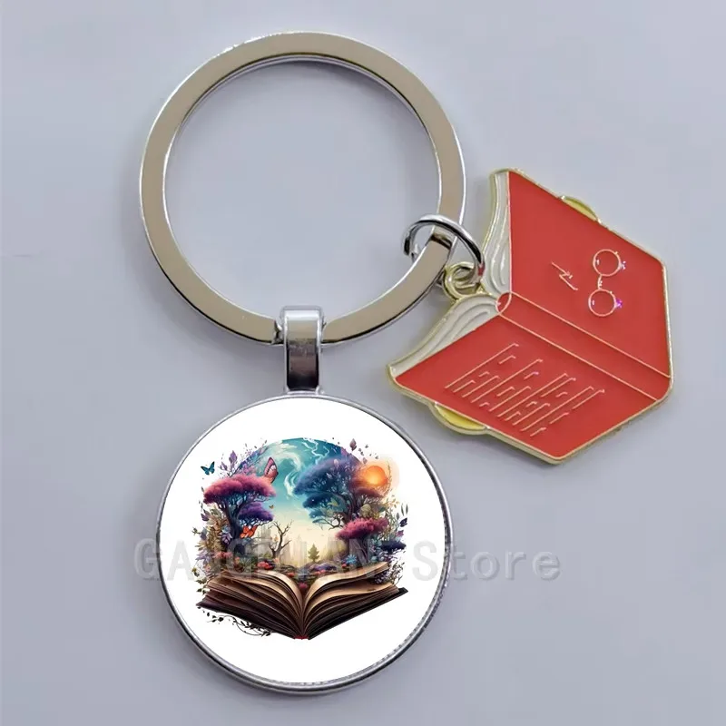 Брелок-с-изображением-волшебной-книги-красивый-лес