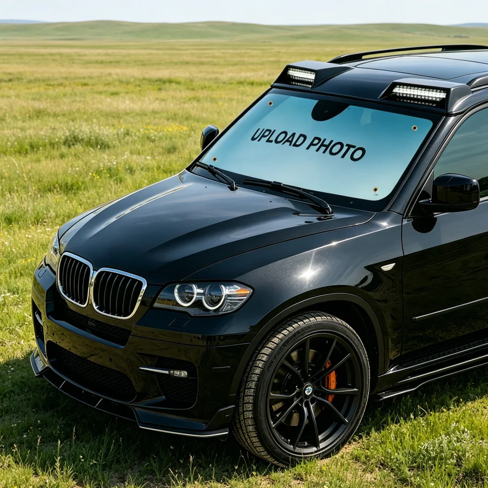 Custom Driving Car Windshield Sunshade with 4 Suction Cups, Foldable Car Shade for Sun & Glare Protection, Sunshade Cover