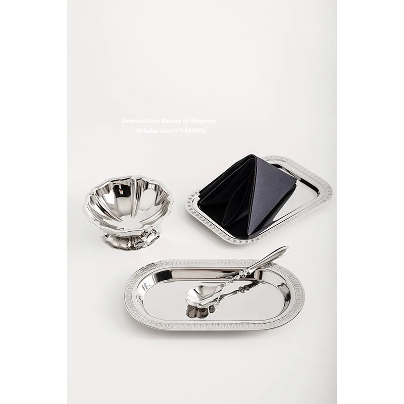 Modern Simple Stainless Steel Towel Dish Hotel Wipes Dish Hot Towel Tray Bar Club Snack Dish