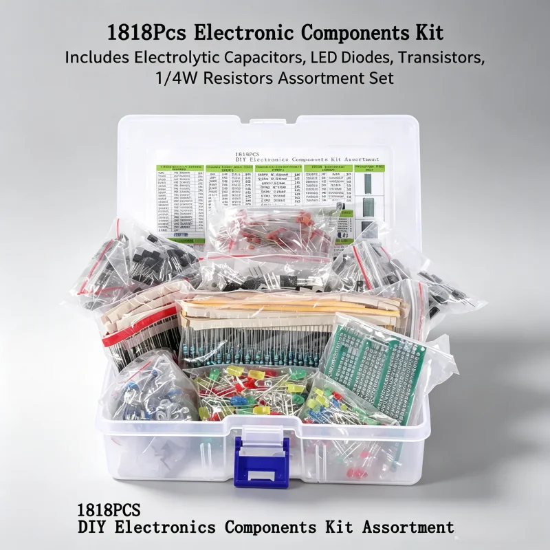 1818pcs-electronic-components-kit-includes-electrolytic-capacitors-led-diodes-transistors-1-4w-resistors-assortment-set