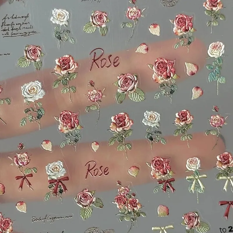 

5Pcs Ins Retro Rose Sticker High Aesthetic Scrapbooking Sticker for Nail Phone Case DIY Hands-account Red Note Hot Fashion Gifts
