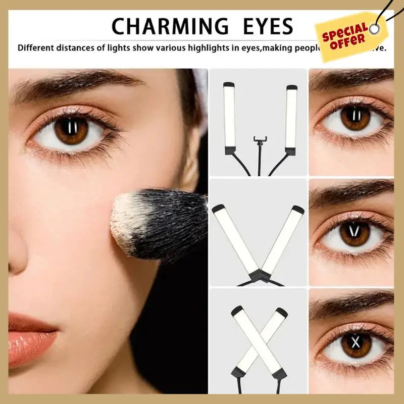 Stable Performance-Double Arms LED Fill Dimmable Beauty LED Video Lights 2700K-5600K 2 Light Modes 45W Photography Live Streamin