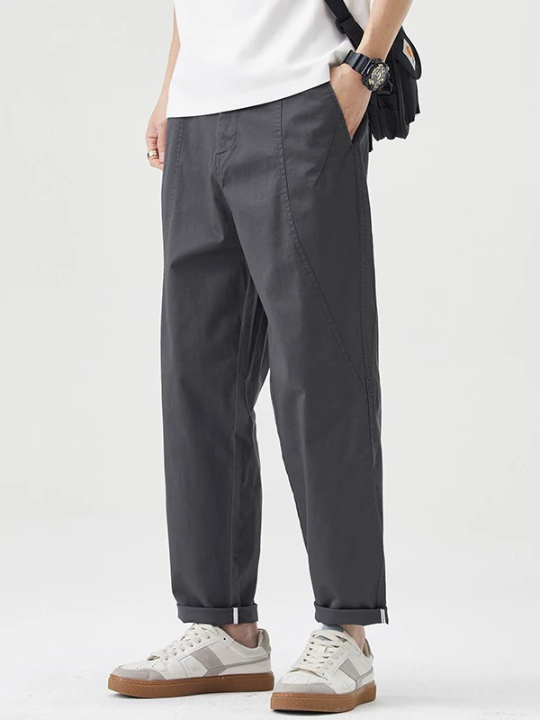 

Мужские летние повседневные брюки свободного прямого кроя с зауженными штанинами, новинка 2025 года, универсальные, в американском стиле, свободные рабочие брюки длиной 7/8