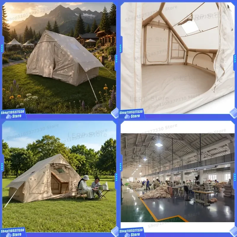 6.3m2 Lightweight Inflatable Air Tent 210D Oxford Fabric Waterproof 13KG Portable Camping Shelter 3*2.1*2m Single Entry