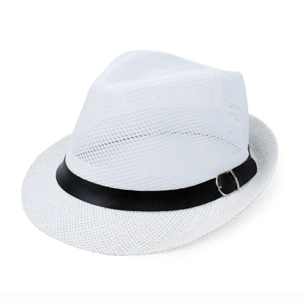 New Mesh Men Straw Panama Hat Wide Brim Sunscreen Sun Cap Lightweight Brethable Summer Beach Cap