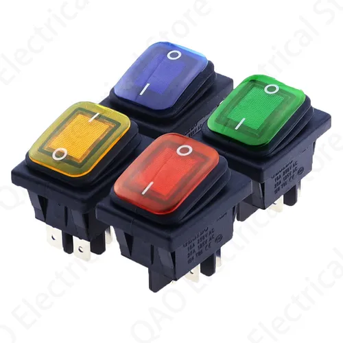 Imagen 2 del producto 30x22 interruptor basculante resistente al agua 12V LED rojo 220V luz iluminada 16A 250VAC KCD4-201 interruptor DPST 4 pines