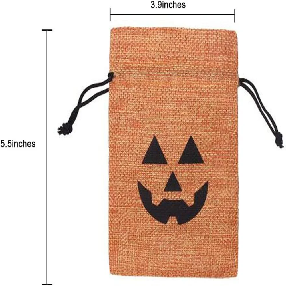Halloween Biscuit Storage Bag Reusable Halloween Candy Storage Bag Drawstring Linen Bag Breathable For Candy Storage Small Toy