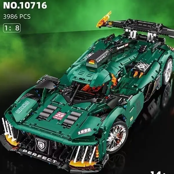 3000+pcs Remote Control Assembled Mechanical Interaction Building Block Sports Car Model Gift Racing Car Decor DIY Toy Set