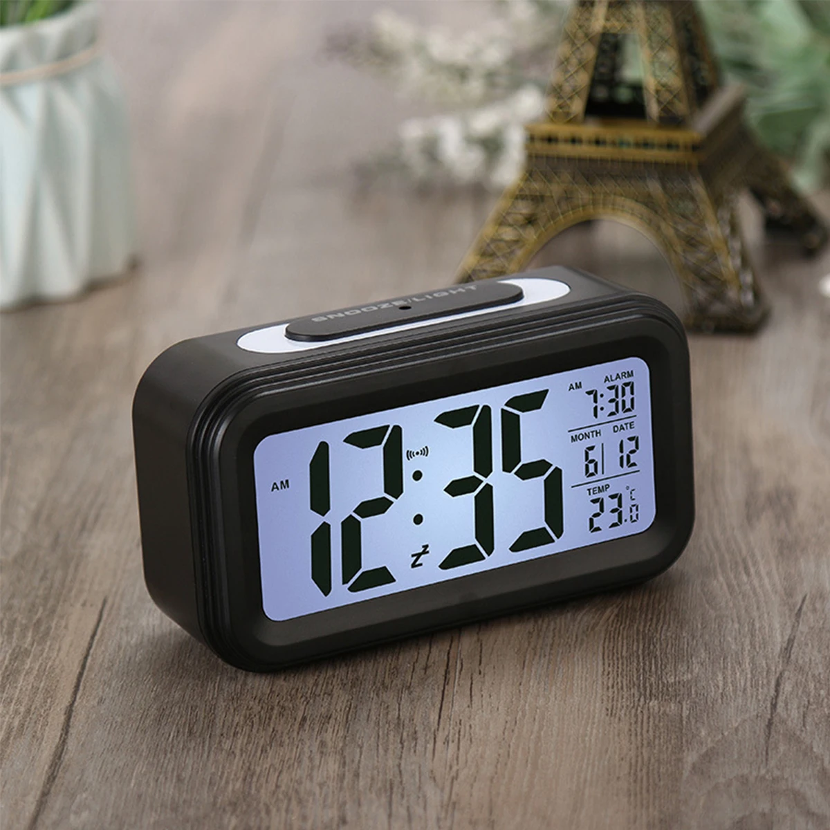 

daily necessities-Large-screen battery clock integrating alarm night light temperature&date display one-click snooze function