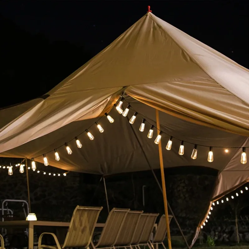 Solar Light String Outdoor Waterproof Decoration Retro Light Bulb Suitable for Camping Flower Garland Garden Party Fairy Light
