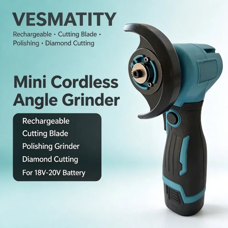 Mini Cordless Angle Grinder Rechargeable Cutting Blade Polishing Grinder for Diamond Cutting For 18V-20V Battery