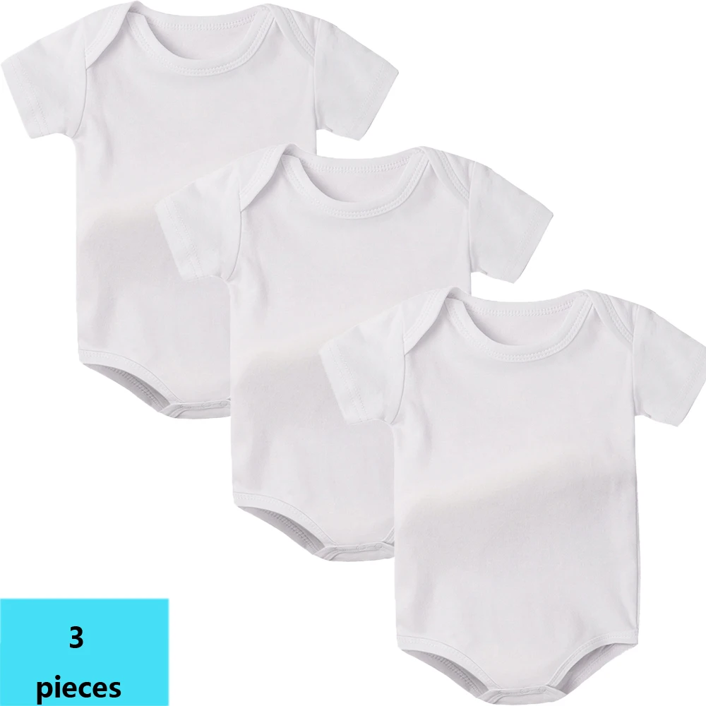 

3 Pieces 100% Cotton Plain White Bodysuits for Baby Girl Clothes 0 3 6 9 12 18 24 Months Multipack Summer Toddler Boy Jumpsuits