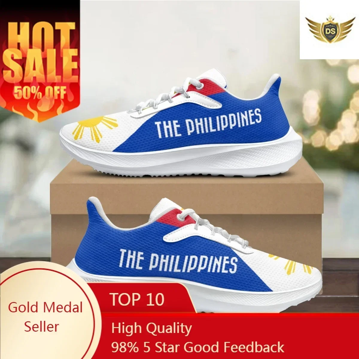 

Sneakers Female Philippine Flag Designer Comfortable Lightweight Training Shoes Shock Absorption Lace Up Walking Shoes Zapatos