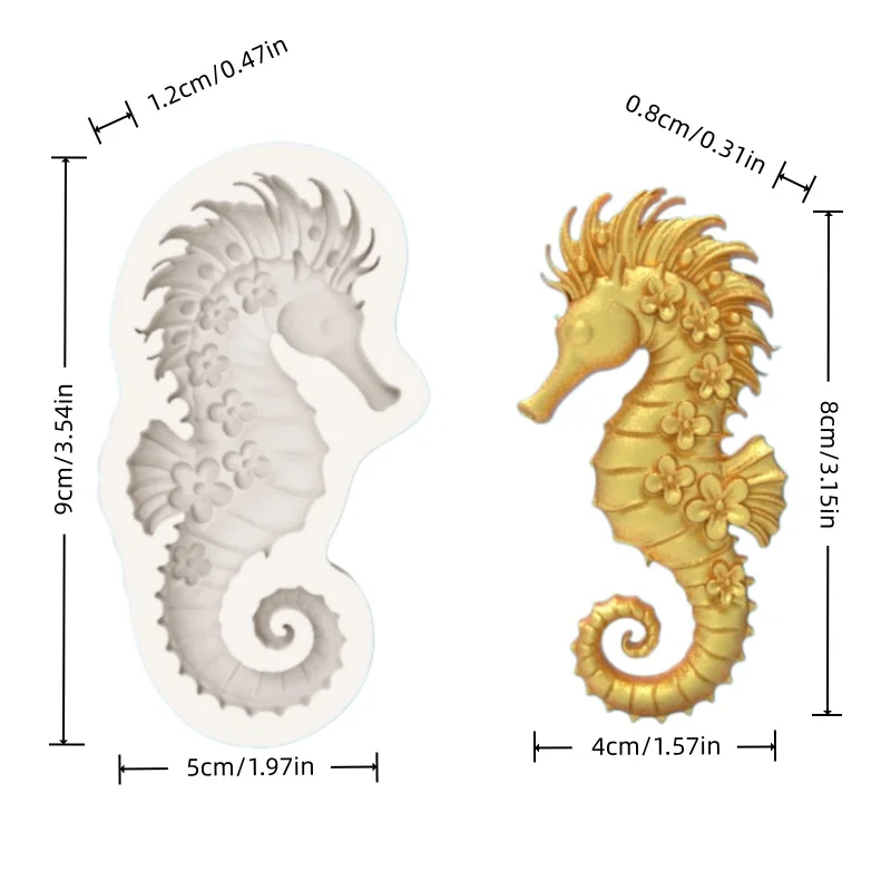 Flower Spiral Tail Seahorse Shape Silicone Mold Ocean Animal Theme Fondant Chocolate Dessert Decoration Making Mold