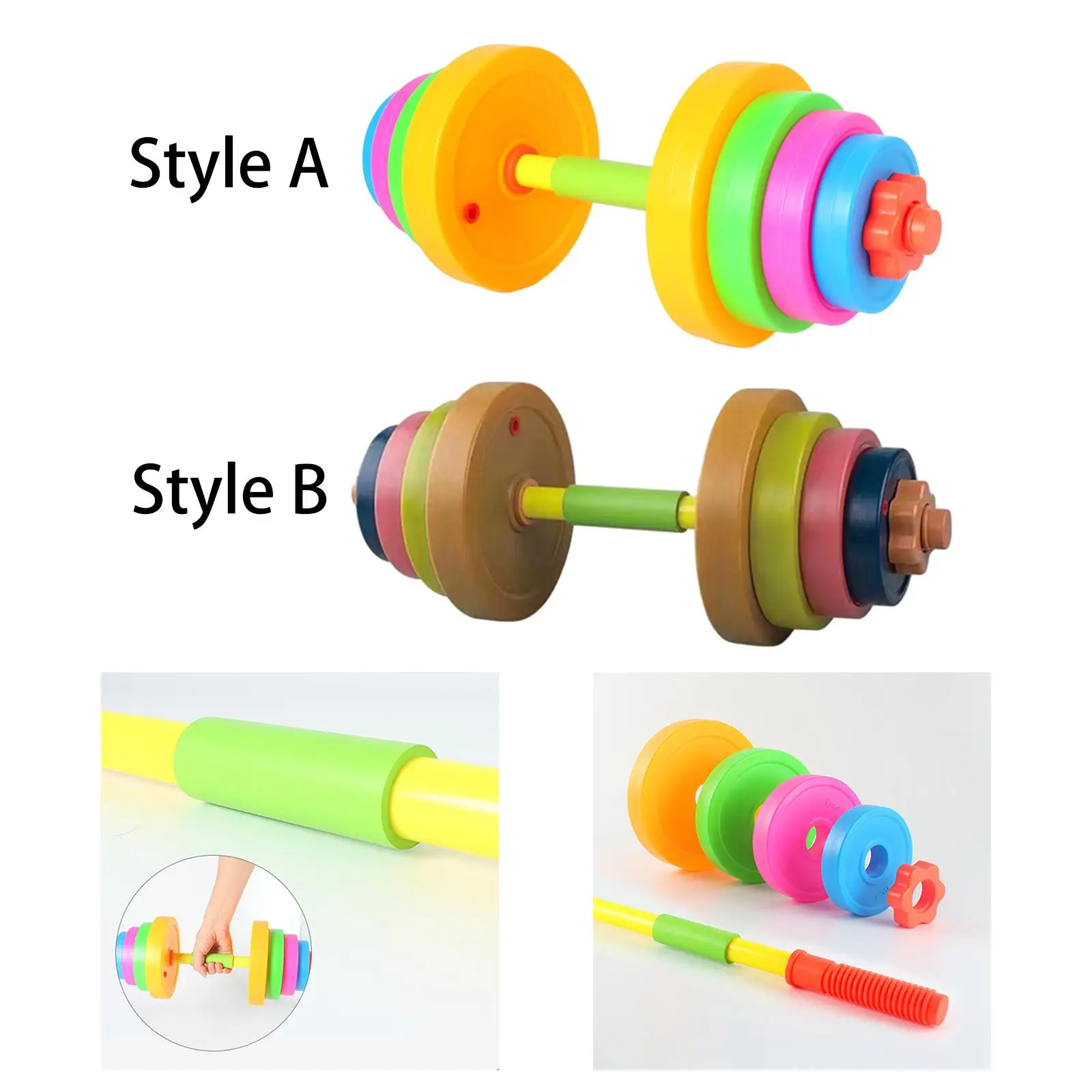 Children Weightlifting Toy Set Plastic Barbell Dumbbells for Toddler Exercise Hand Eye Coordination Interactive Gym Pretend Play