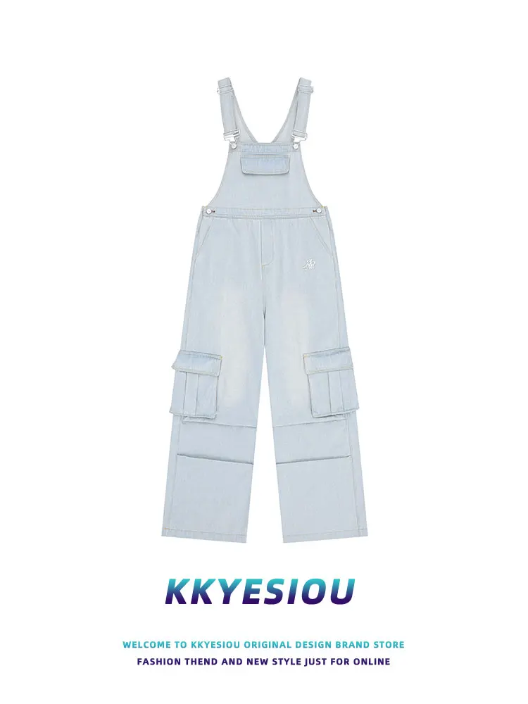 

KKyesiou American Retro Denim Overalls ex High Street College Sle Summer One-Piece Pants Youthful Casual Cotton Polyest...