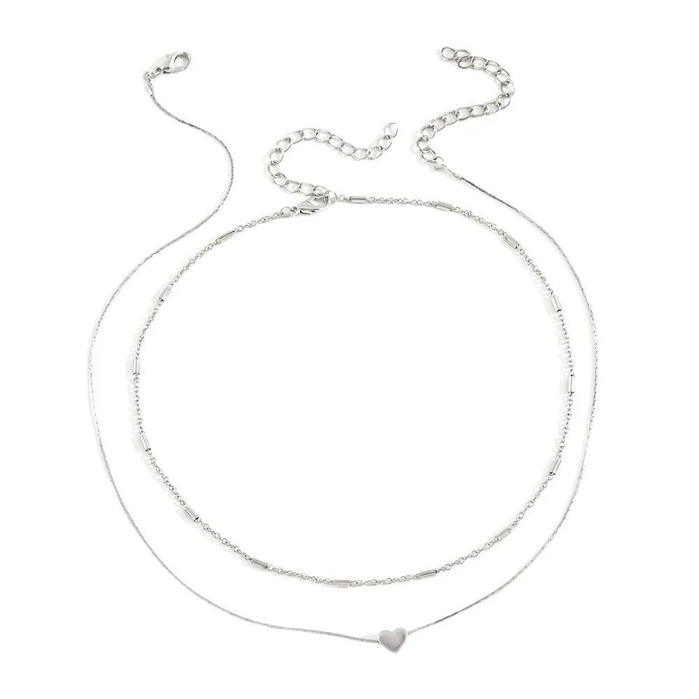 2 Stück modische, schlichte Halskette mit Herzanhänger für Damen, in Gold- und Silberfarben, als Halskette oder Choker, trendiger Party-Schmuck, Geschenk für Mädchen. – Detail 7