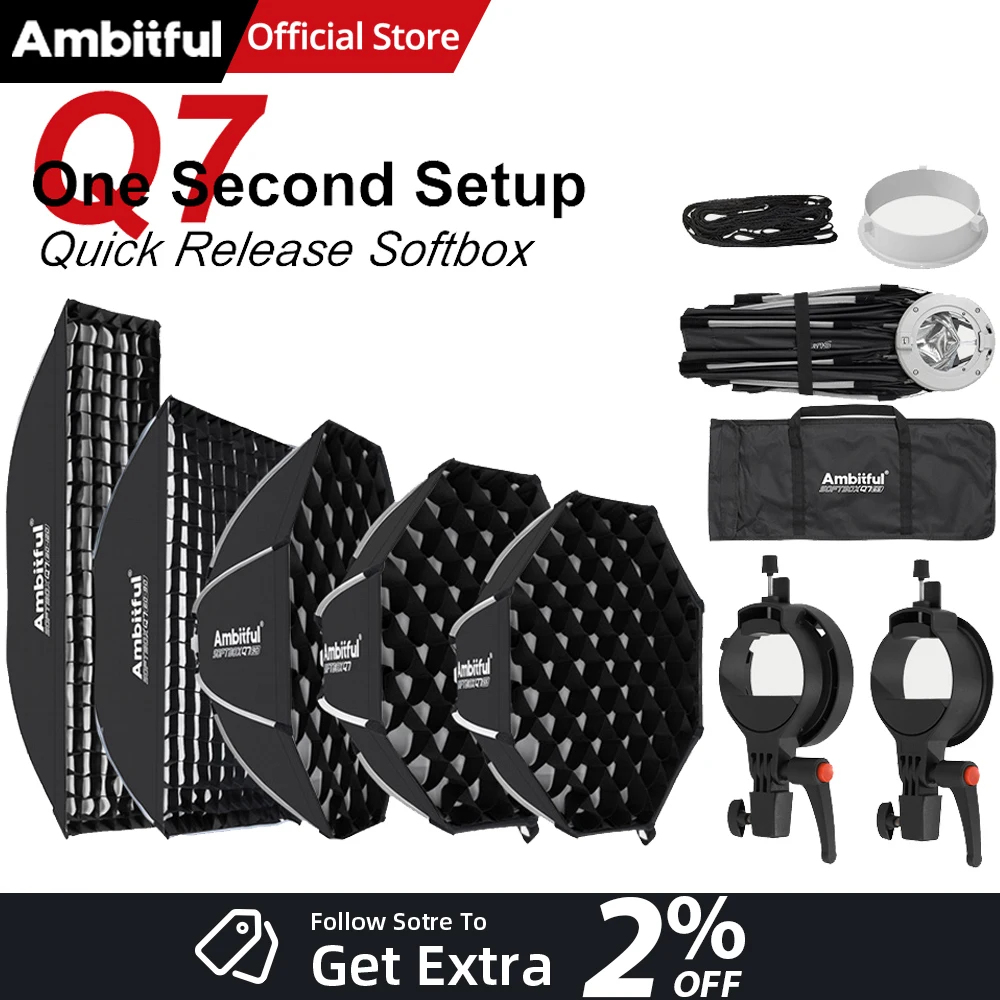 AMBITFUL Q7 série support de Flash sur le dessus pour boîte à lumière rectangulaire octogonale à dégagement rapide