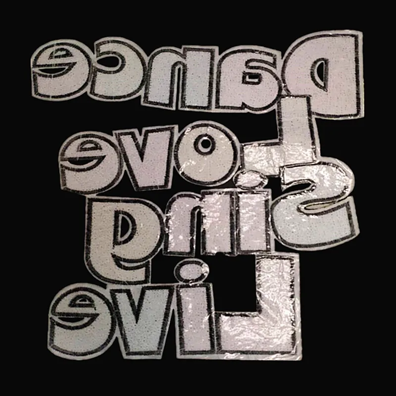 Large Color Sequins Letters Dance Sing Iron on Patches for Clothing T Shirt Women Embroidery Patch Fabric Stickers