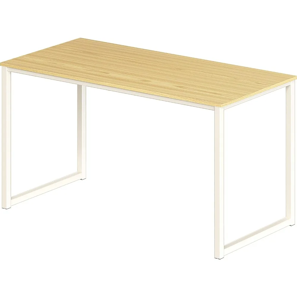 Bureau d'ordinateur 48 pouces, blanc/chêne