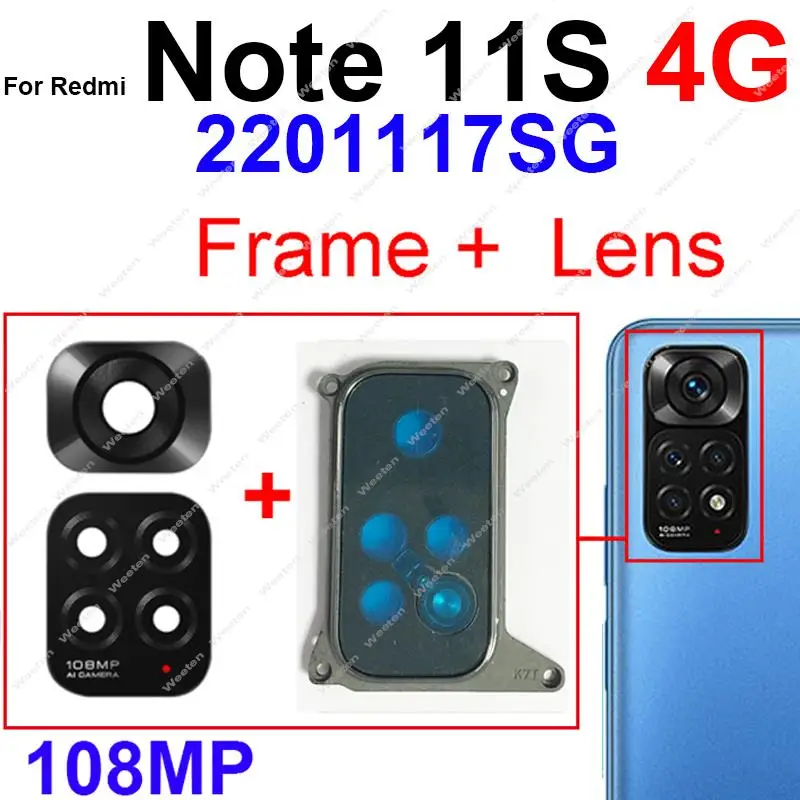 Rear Back Main Camera Glass Lens Cover For Xiaomi Redmi Note 11 11T 11S 11E 11Se Pro Plus 4G 5G Camera Lens Frame Holder Parts