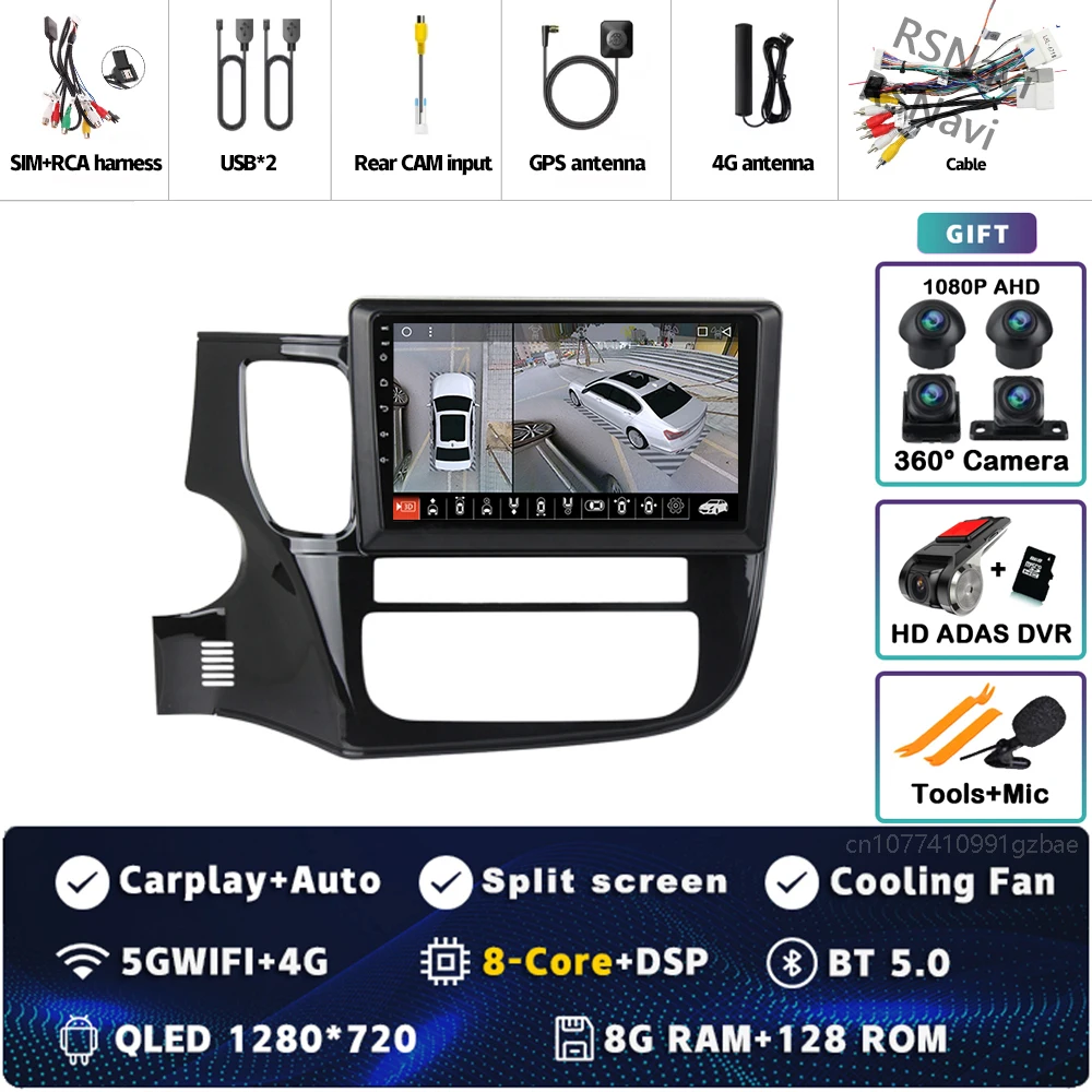 Android 15 Voor Mitsubishi Outlander 3 GF0W GG0W 2012-2018 Stereo Autoradio Multimedia Video Player GPS AI Voice CarPlay