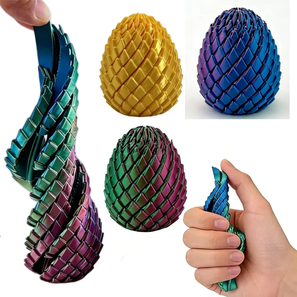 Funny 3D Printed Dragon Egg Spinning Fidget Toy Stress Relief Decompression Puzzle Figurine Fingertip Toy for Adults Gifts