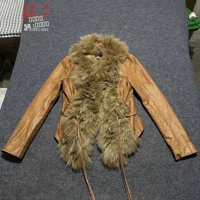 スリムフィット シープスキン ジャケット レディース ストリート スタイル ヴィンテージ スタンドカラー ミディアム丈 ジッパーコート ロングスリーブ カジュアル アウター