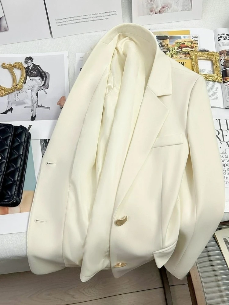 Blazer blanco melocotón rosa para mujer, novedad de primavera 2025, llegada |   Blazer casual elegante de gama alta Petite Fit con diosa Vibe