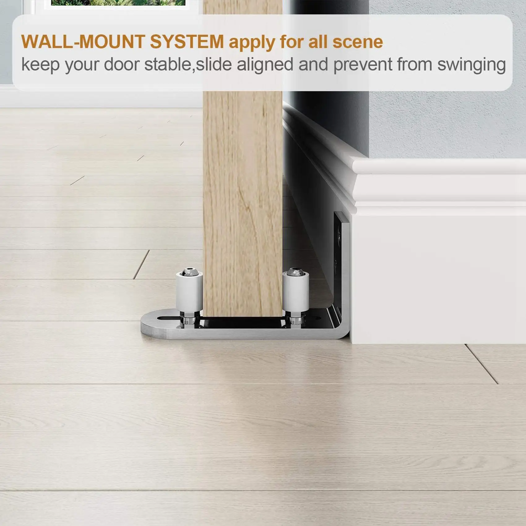 A02M-2X Modern Chrome Sliding Barn Door Floor Guide Ball Bearings Adjustable Stay Roller Wall Mount System For All Size Door