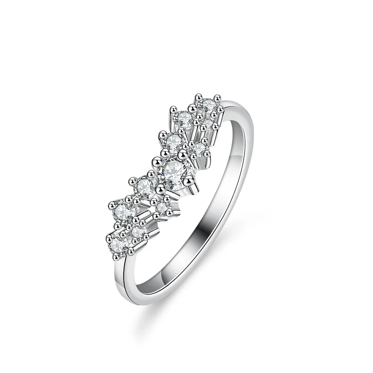 18K Gold Inlaid Moissanite Jewelry Women's D-color VVS1 Diamond V-row Ring  Champagne Gold Medium Diamond Ring