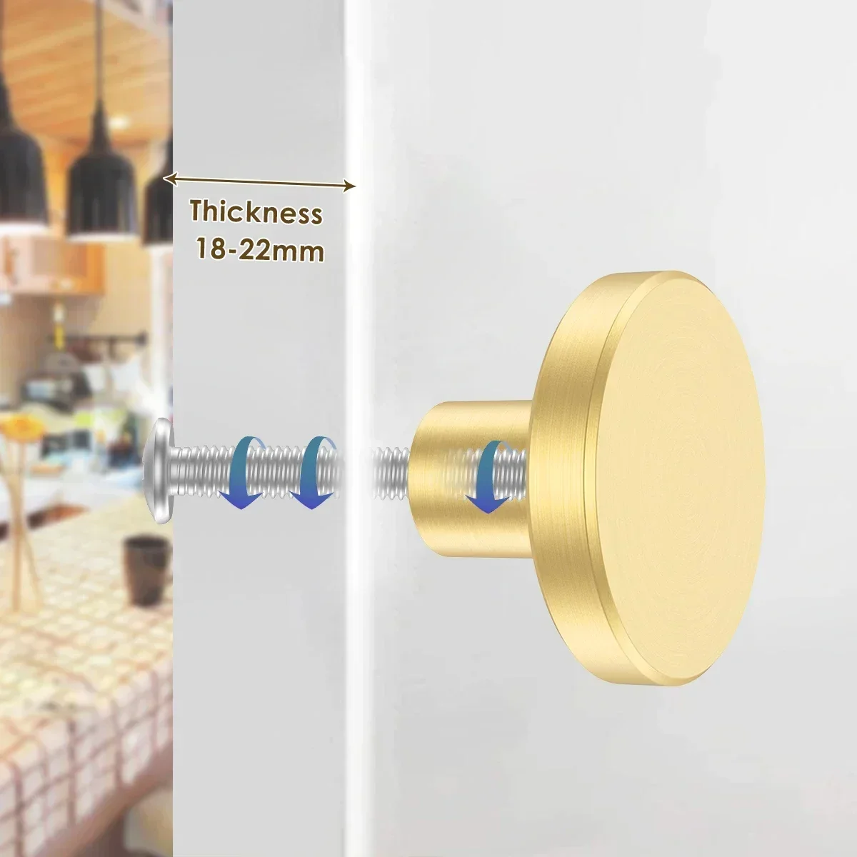 8pcs Gold Brass Cupboard Door Handle Knob Brushed Gold Hardware Knob for Furniture Kitchen Cupboard Closet Wardrobe