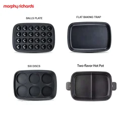 Morphy Richards 9088/9099 오리지널 액세서리, 미트볼 로스팅 접시, 6 라운드, 플랫 그릴 팬, 2 가지 맛 냄비