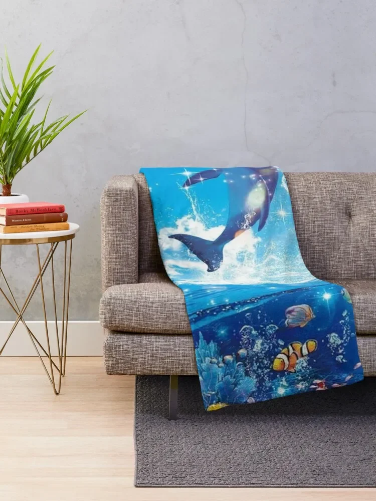 Symphony Dolphins Frutiger Aero Throw Blanket Soft christmas gifts Kid'S Blankets