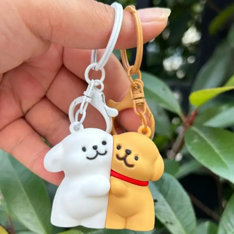 Magnetic Puppy Keychain couple gift Cartoon Pendant Puppy Keychain Dog Cute Keychain backpack Purses bag Charm Animal Pendant