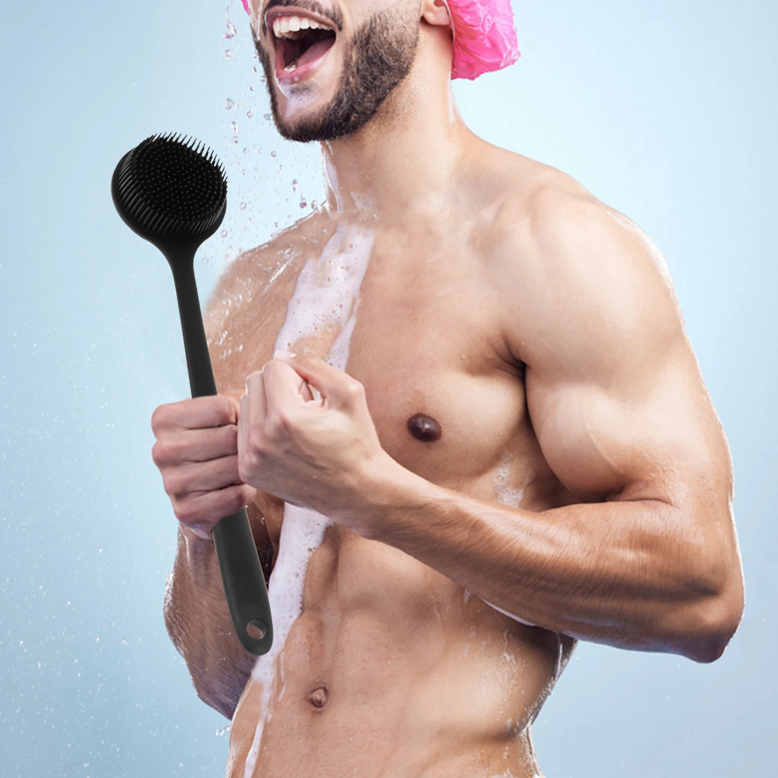 

Bath Back Scrubber Double Sided Silicone Long Handle Brush for Body Cleaning Shower Bathing Accessories