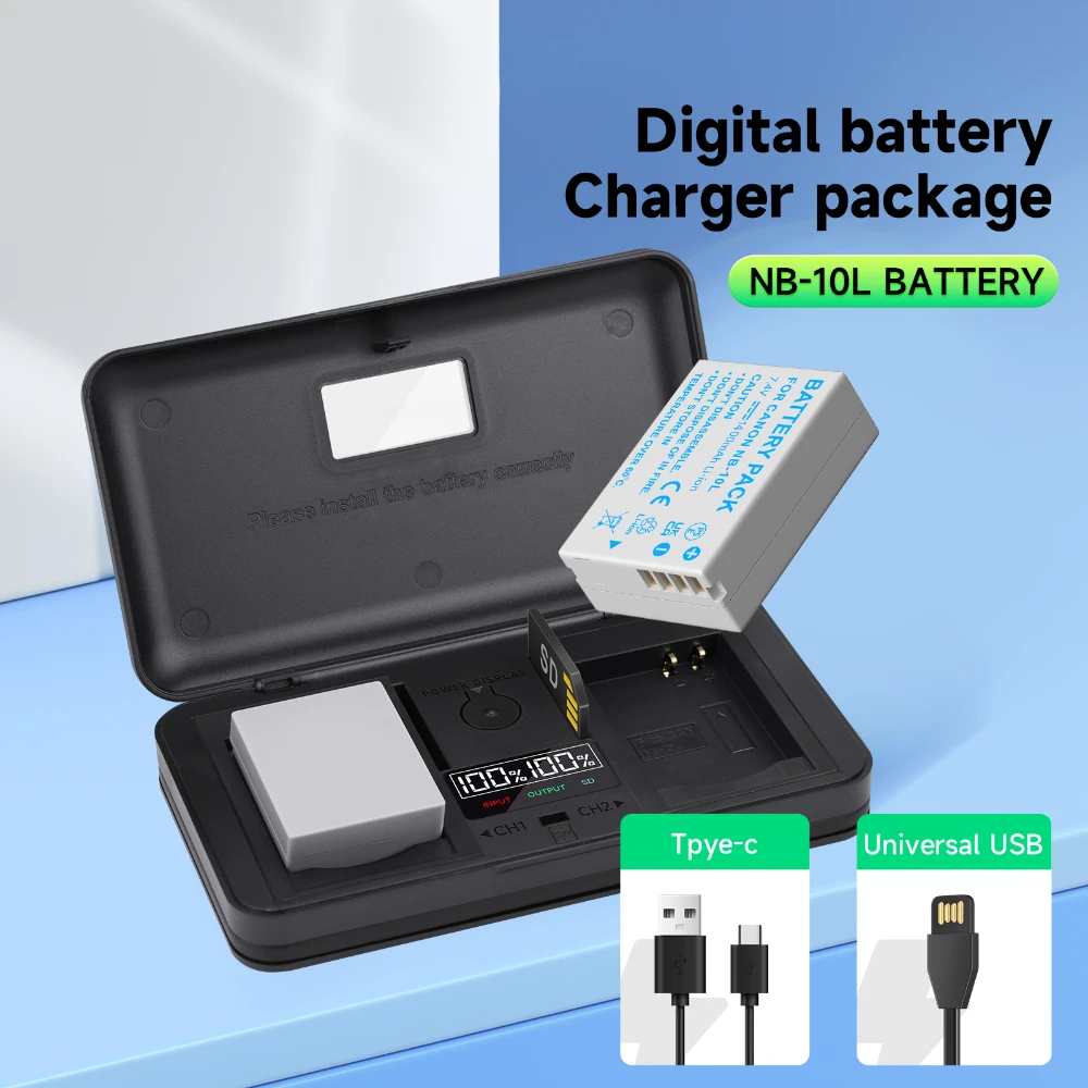 

PALO NB-10L NB10L NB 10L Battery + USB Dual Charger Case for Canon SX40 HS SX40HS SX50 PowerShot SX40 HS SX50 HS SX60 HS Camera