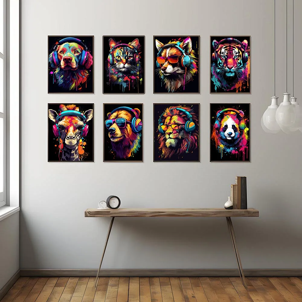 مجموعة ملصقات ألعاب جرافيتي على شكل حيوانات ، مطبوعات للاعبين ، ديكور منزلي ، لوحة قماشية لسماعات الأذن ، لوحة جدارية ، ديكور غرفة المراهقين