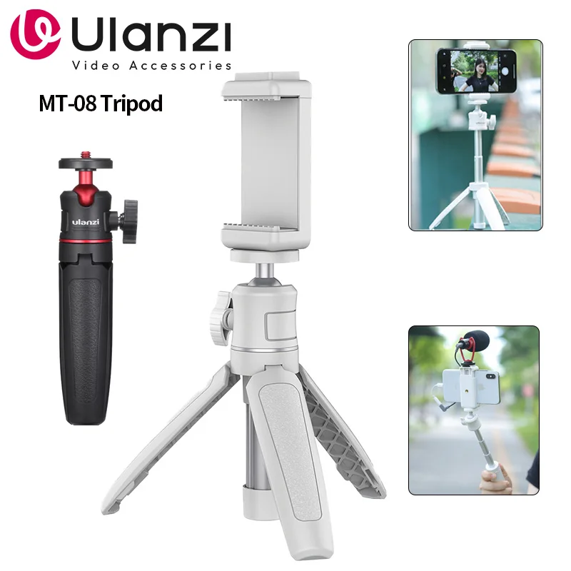 Ulanzi MT-08 Mini Tripod White Color Foldable Tripod Monopod  Mount 1/4'' Tripod Universal for DSLR Android iPhone Smartphone