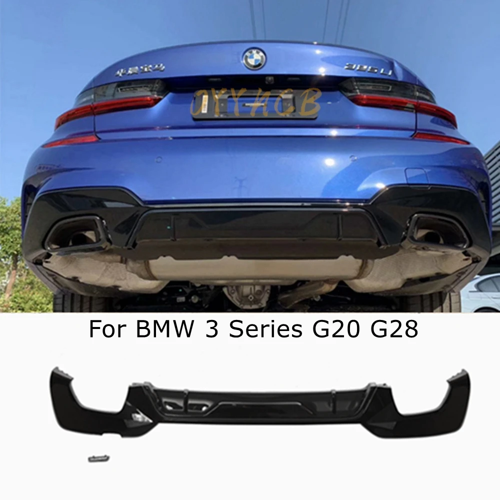 

For BMW G20 G28 M Sport 2019 2020 glossy black car square/round exhaust port rear bumper diffuser lip spoiler separator