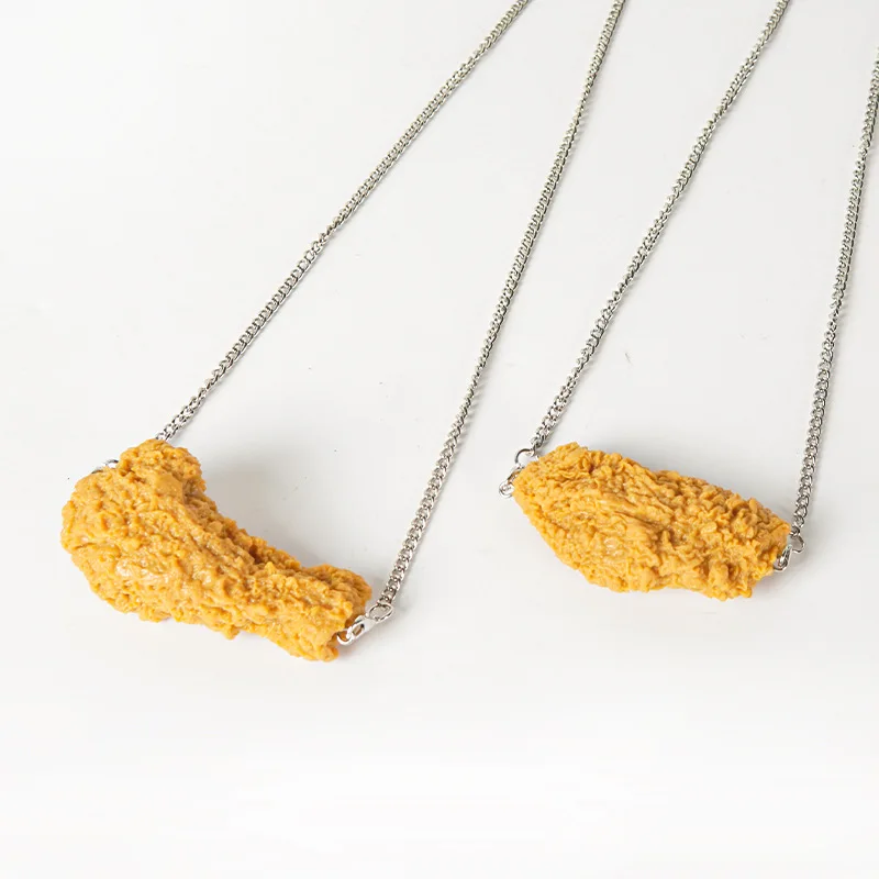 Fake Fried Chicken Leg Chicken Wing Necklace Simulation Artificial Food Model Creative Clothing Accessories Chain Decorations