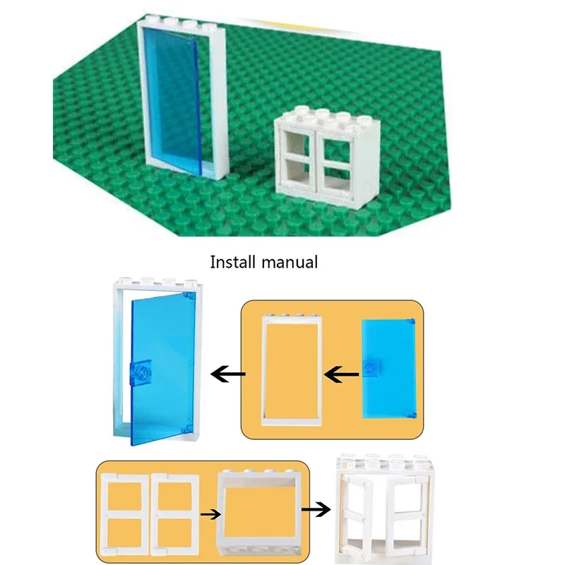 DIY Educational Small Bricks 30pcs Doors Windows Bulk MOC Parts Small Building Blocks Compatible All Brands brick Toys