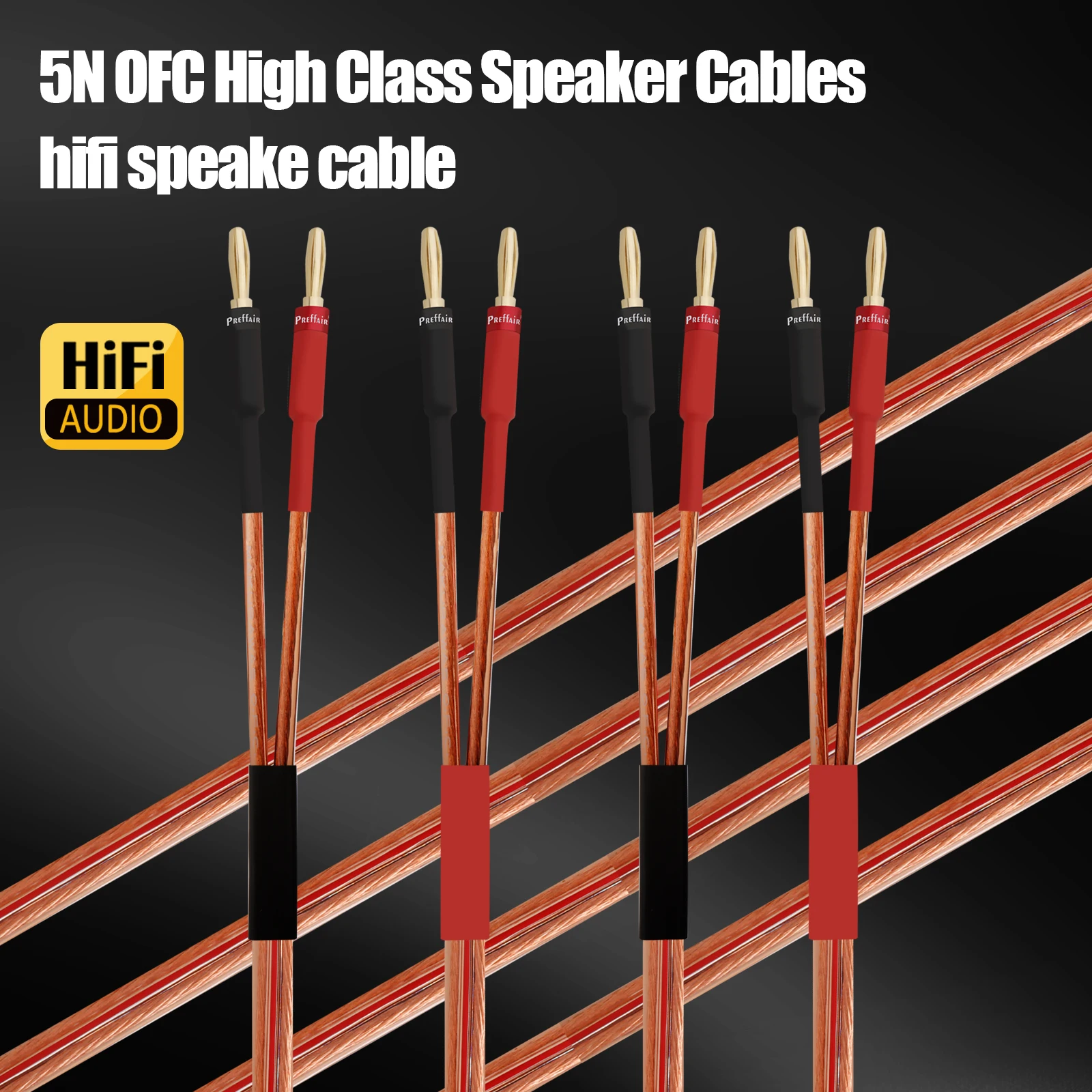 Preffair L325 Audiophile Speaker Cable 5N OFC Classic Speaker Cable with Gold Plated Banana Connectors Speaker Lines