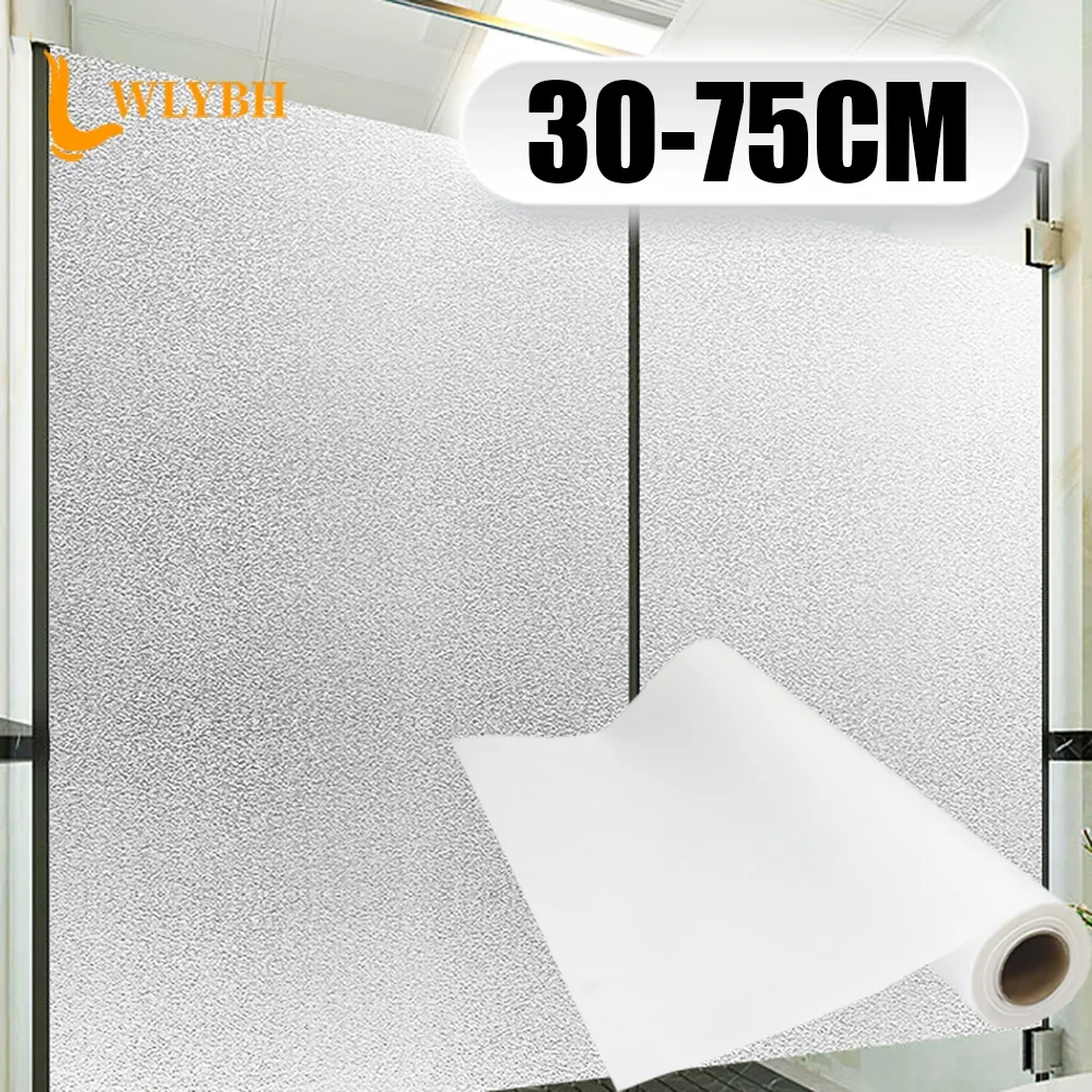 Matte Pure Window Privacy Film Static Cling Frosted Glass Sticker Opaque No Glue Vinyl Sun Blocking Film For Bathroom Decoration