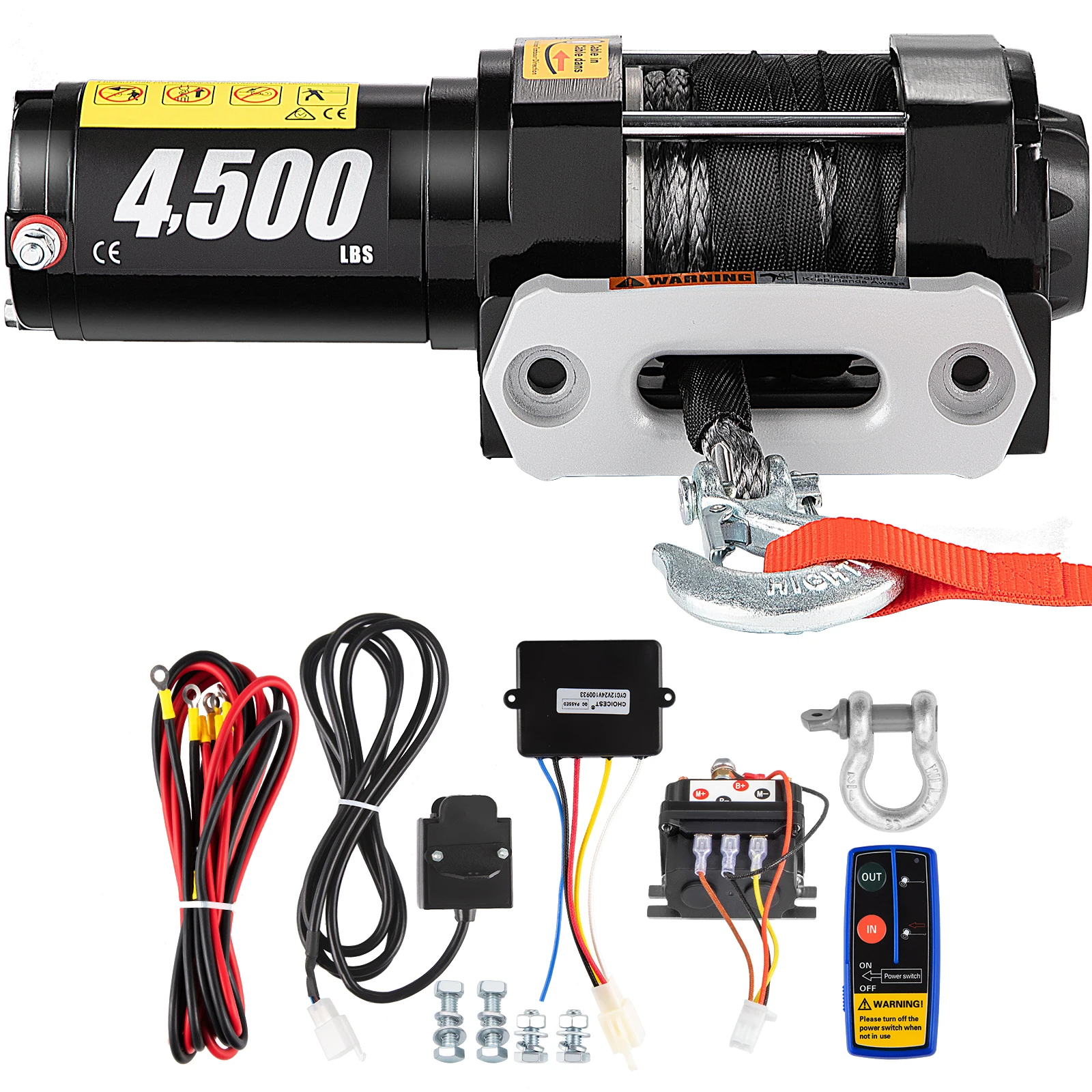 VEVOR 4500LBS 12V Electric Winch for 4X4 42.6FT Syntheic Car Trailer Ropes Towing Strap With Wireless Control ATV Truck Off Road