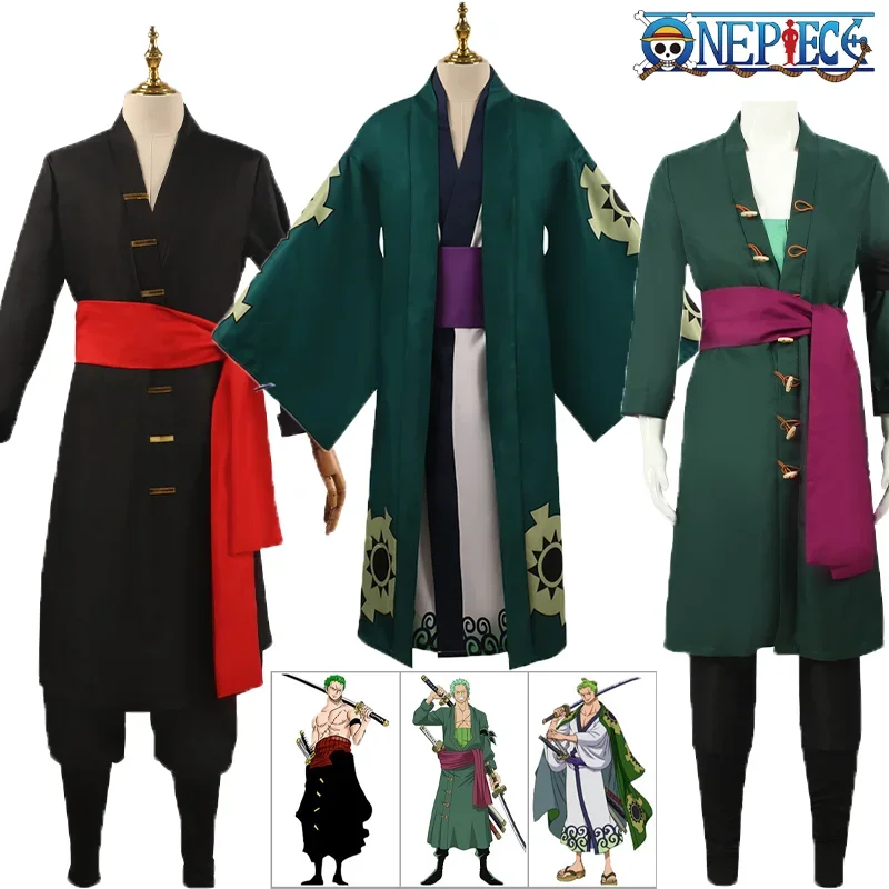 Costume Cosplay One Piece Roronoa Zoro pour Homme, Uniforme Kimono Anime Trempé, Tenues de ixde Noël et d'Halloween, Vêtements de Jeu