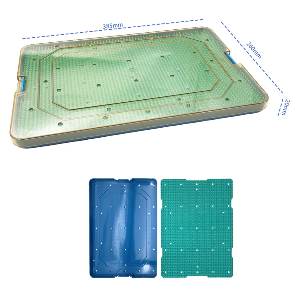 QSWTITAN علبة تعقيم السيليكون 390*260*22 مللي متر صندوق تعقيم الأسنان لعقد الأداة