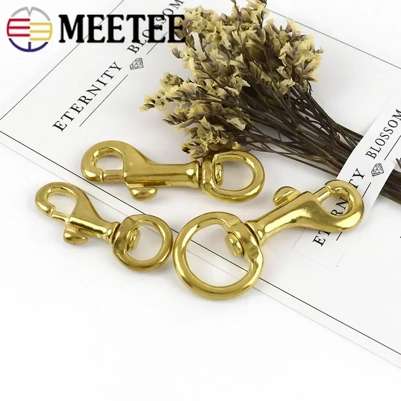 2/5Pcs Meetee 10-30mm Pure Brass Trigger Swivel Buckle Lobster Snap Hook Buckles DIY Bag Strap Hooks Copper Keychain Clip Clasp