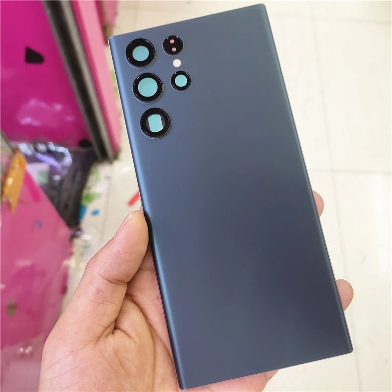 الإسكان الخلفي لهاتف سامسونج جالاكسي S22 الترا غطاء خلفي زجاجي لإصلاح استبدال حافظة باب البطارية + ملصق عدسة الكاميرا #2